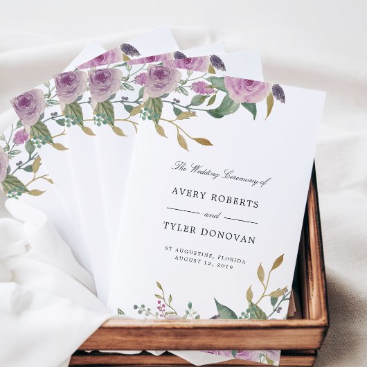 Violet & Sage Folded Wedding Program