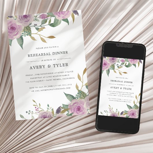 Violet & Sage Rehearsal Dinner Invitation Kaart