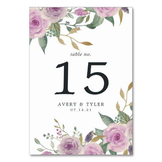 Violet & Sage Tafelnummerkaart Kaart (Achterkant)