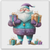 Violet Santa brengt kerstvreugde Sticker (Voorkant)