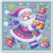 Violet Santa brengt vrolijk geschenken Sticker (Voorkant)