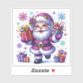 Violet Santa met cadeaus voor Kerstmis Sticker (Vel)