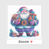 Violet Santa met kerstcadeaus Sticker (Vel)