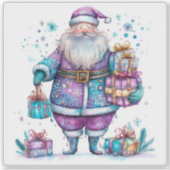 Violet Santa verspreidt kerstkreet Sticker (Voorkant)