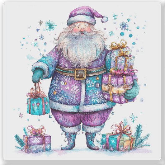 Violet Santa verspreidt kerstkreet Sticker (Voorkant)