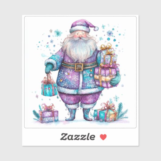 Violet Santa verspreidt kerstkreet Sticker (Vel)