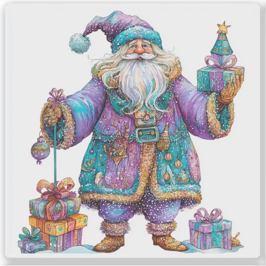 Violet Santa verspreidt kerstkreet Sticker (Voorkant)