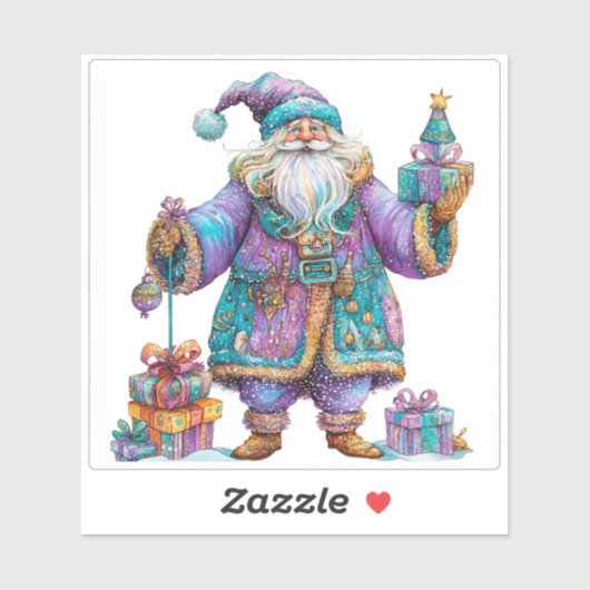 Violet Santa verspreidt kerstkreet Sticker (Vel)