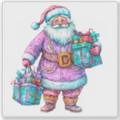 Violet Santa verspreidt kerstvreugde Sticker (Voorkant)