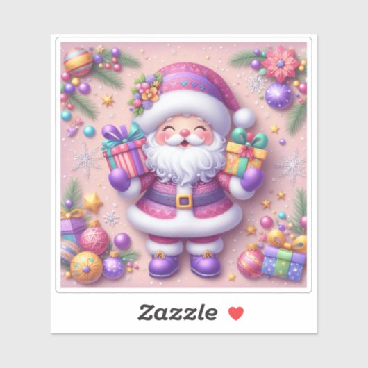 Violet Santa verspreidt vreugde met geschenken Sticker (Vel)