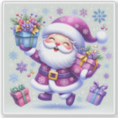 Violet Santa verspreidt vreugdevolle geschenken Sticker (Voorkant)