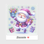 Violet Santa verspreidt vreugdevolle geschenken Sticker (Vel)