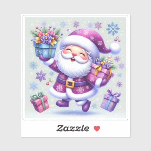 Violet Santa verspreidt vreugdevolle geschenken Sticker (Vel)