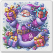 Violet Santa viert kerst Sticker (Voorkant)