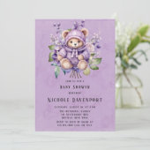 Violet Schattige Teddy Bear Bloemen Meisje Baby sh Kaart (Staand voorkant)