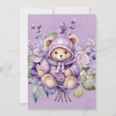 Violet Schattige Teddy Bear Bloemen Meisje Baby sh Kaart (Achterkant)