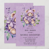 Violet Schattige Teddy Bear Bloemen Meisje Baby sh Kaart (Voorkant / Achterkant)