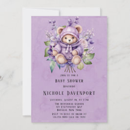 Violet Schattige Teddy Bear Bloemen Meisje Baby sh Kaart