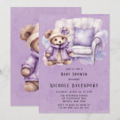 Violet Schattige Teddy Bear Stoel Meisje Baby show Kaart (Voorkant / Achterkant)
