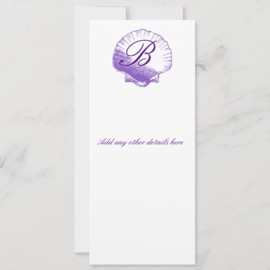 Violet Sea Shells Weddenschap Kaart (Achterkant)
