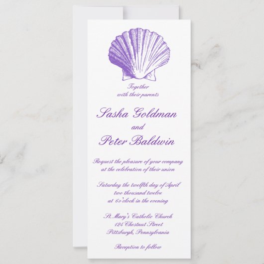 Violet Sea Shells Weddenschap Kaart (Voorkant)