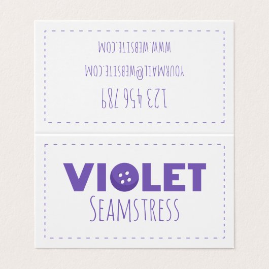 Violet Seamstress Visitekaartje (Buitenkant ongevouwen)