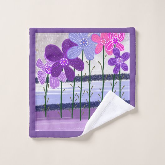 Violet set Handdoekbad met Bloemen Bad Handdoek (Wasdoekje)