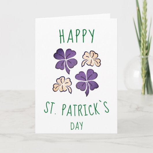 VIolet Shamrock Clover Happy St. Patrick's day Feestdagen Kaart (Voorkant)