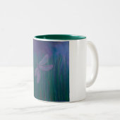 Violet Shimmer Dragonfly Tweekleurige Koffiemok (Voorkant rechts)