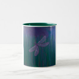 Violet Shimmer Dragonfly Tweekleurige Koffiemok