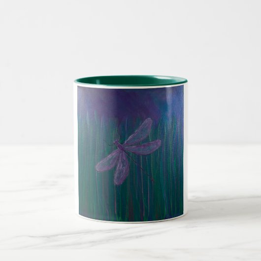 Violet Shimmer Dragonfly Tweekleurige Koffiemok (Center)