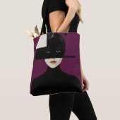 Violet Silence – Abstracte Godinnenkunst Tote Bag (Dichtbij)