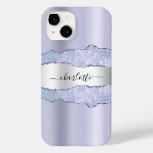 Violet Silver agate marble Name script Case-Mate iPhone Case (Achterkant)