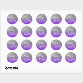 Violet Silver Ombre Glitter Save the Date Ronde Sticker (Vel)