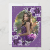 Violet Silver Quinceañera 15th Birthday Photo Kaart (Achterkant)