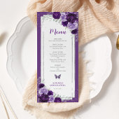 Violet Silver Rozen Quinceanera Verjaardag Menu Ka Kaart
