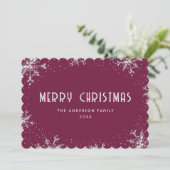 Violet Silver Snowflake Christmas Card Feestdagenkaart (Staand voorkant)
