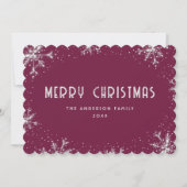 Violet Silver Snowflake Christmas Card Feestdagenkaart (Voorkant)