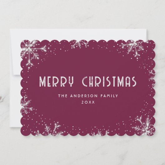 Violet Silver Snowflake Christmas Card Feestdagenkaart (Voorkant)