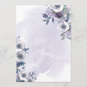 Violet Silver White Waterverf Floral Quinceanera Kaart (Achterkant)