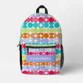 Violet Sinaasappel Roze Aqua Midcentury Circles Pa Bedrukte Rugzak (Voorkant)