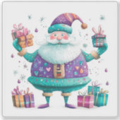 Violet Sinterklaas met kerstcadeaus Sticker (Voorkant)
