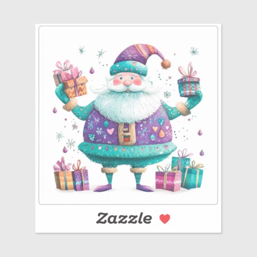 Violet Sinterklaas met kerstcadeaus Sticker (Vel)