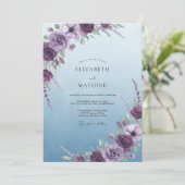Violet Sky Bloom Bruiloft Kaart (Staand voorkant)