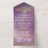 Violet Sky Gold Moon Alles in een handvasten Uitno All In One Uitnodiging (Binnen)