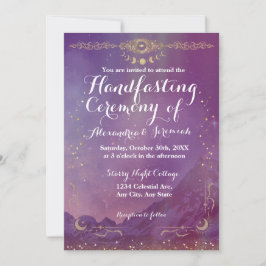 Violet Sky Gold Moon Handfasting uitnodiging