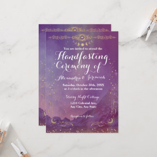 Violet Sky Gold Moon Handfasting uitnodiging