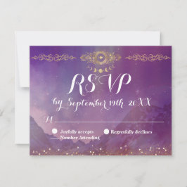 Violet Sky Gold Moon RSVP Response Kaart