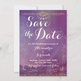 Violet Sky Gold Moon Save The Date Kaart