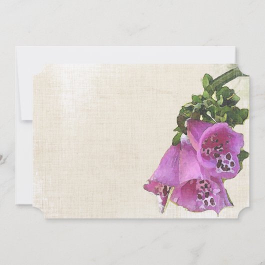 Violet Snapdragon Waterverf Vintage Wedding Kaart (Achterkant)